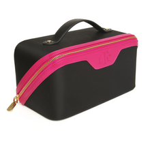 Load image into Gallery viewer, Alice Wheeler train case - black / hot pink