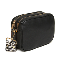 Load image into Gallery viewer, Alice Wheeler Soho double zipped cross body bag - black
