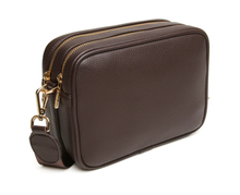 Load image into Gallery viewer, Alice Wheeler Soho double zipped cross body bag - chocolate