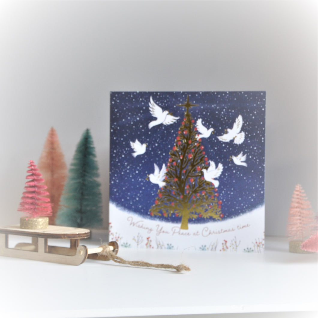 Christmas Tree Doves Christmas Card (Pack of 10)