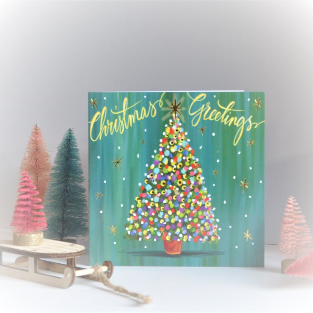 Colourful Tree Christmas Card (Pack of 10)