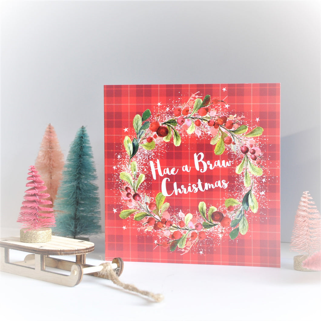 Bonnie Red Wreath Christmas Card (Pack of 10)