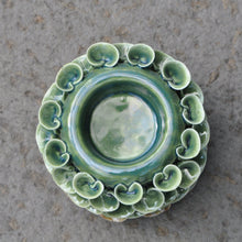 Load image into Gallery viewer, Ceramic T-Lite Holder - Antiqued Green Pixie Lichen by Gisela Graham
