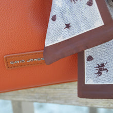 Load image into Gallery viewer, Burnt Orange  Leather Bag with Scarf Bow by David Jones

