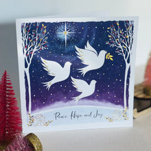 Load image into Gallery viewer, Christmas cards - peace, hope and joy doves