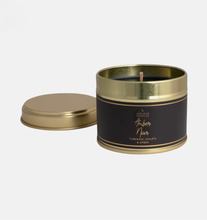 Load image into Gallery viewer, Shearer small gold tin candle - amber noir