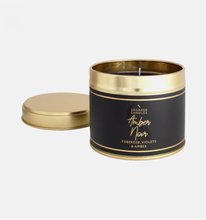Load image into Gallery viewer, Shearer large gold tin candle - amber noir