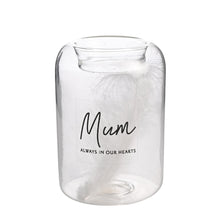 Load image into Gallery viewer, Remembrance feather glass tea light holder - mum