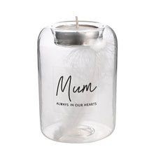 Load image into Gallery viewer, Remembrance feather glass tea light holder - mum