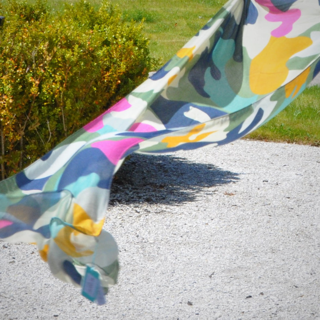 Recycled khaki mix oversize camo print scarf by Pom