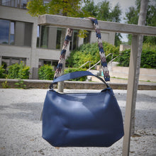 Load image into Gallery viewer, Navy Bag With three Colour Strap Detail by Red Cuckoo
