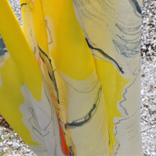 Load image into Gallery viewer, Yellow Scarf With Pink, Blue and Silver detailing by Lua Designs
