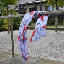 Load image into Gallery viewer, Red, Blue and White Floral Patterned Scarf by POM
