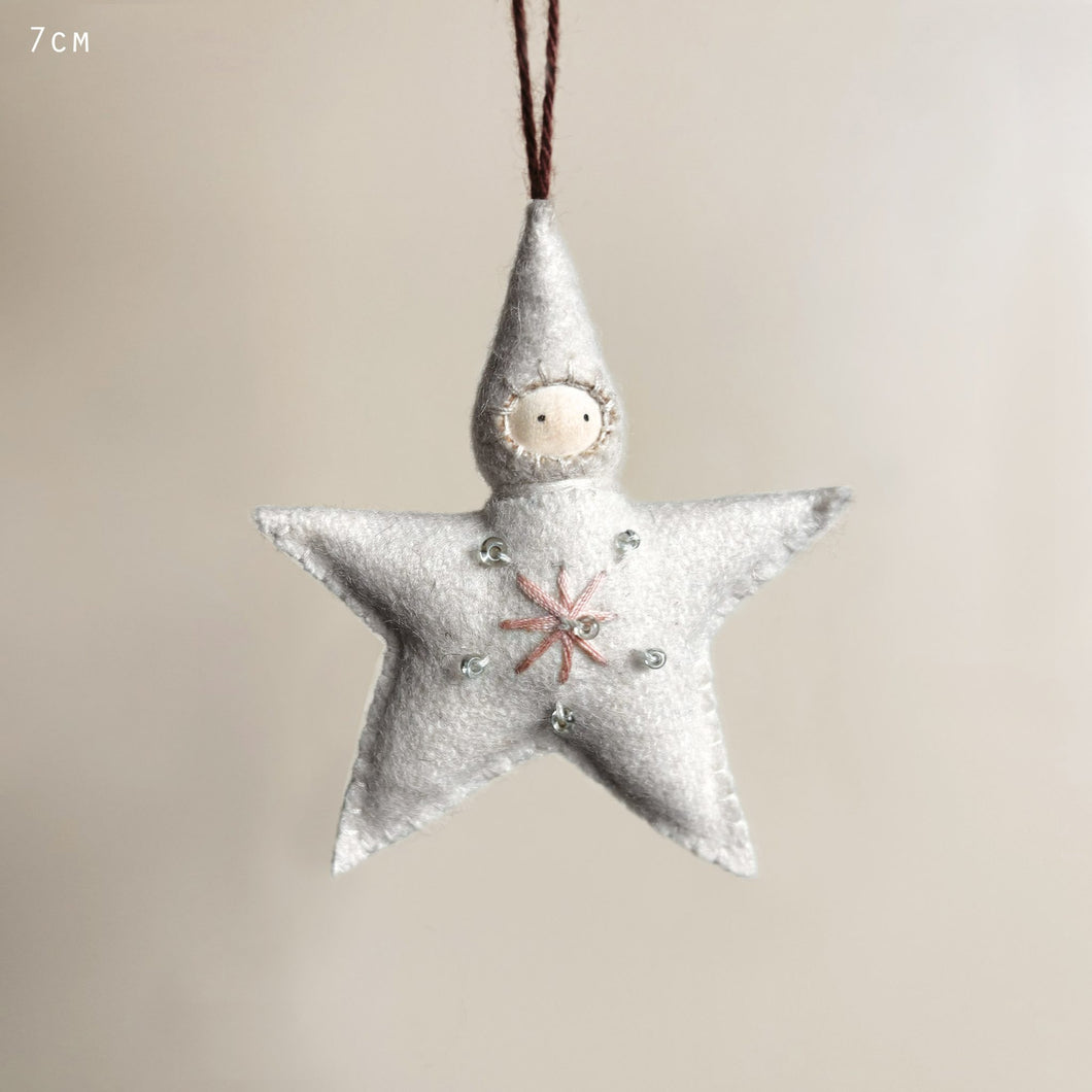 Handmade small felt star baby decoration