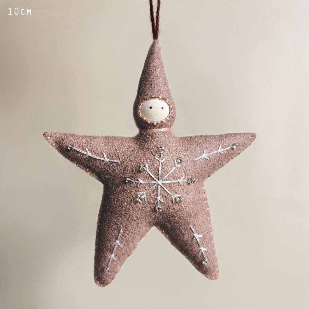 East of India handmade large felt star baby decoration - pink