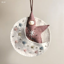 Load image into Gallery viewer, East Of India- Felt Star/Moon. Cream, Blue or Pink
