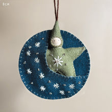 Load image into Gallery viewer, East Of India- Felt Star/Moon. Cream, Blue or Pink

