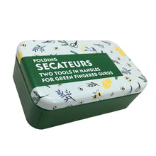 Load image into Gallery viewer, Folding pocket secateurs in a tin
