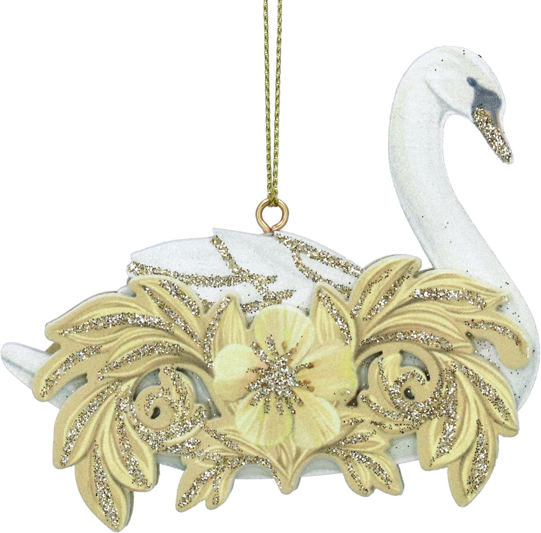 Rococo swan hanging ornament