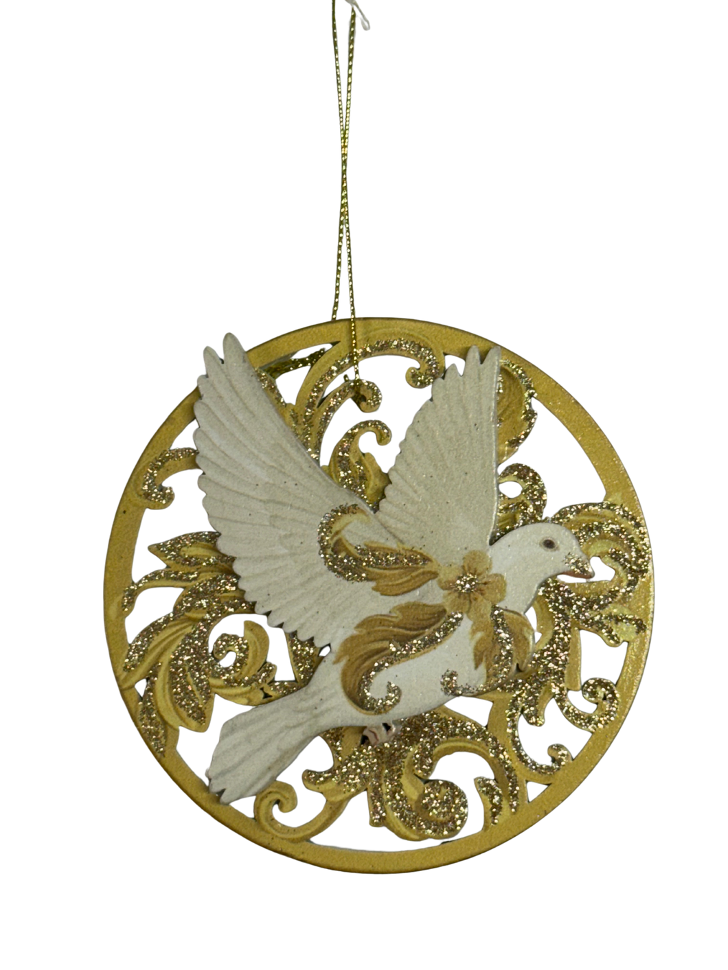 Gisela Graham rococo glitter dove hanging ornament