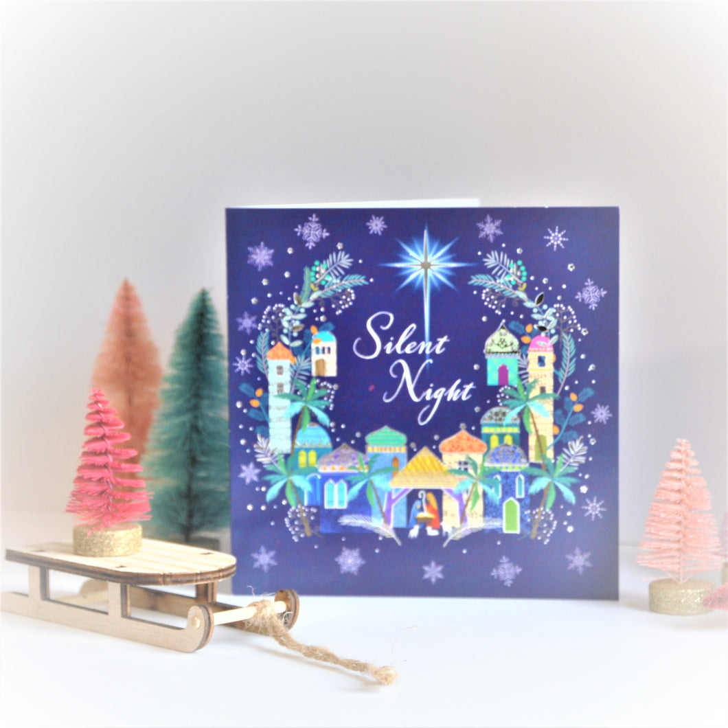 Silent Night Snowflakes Christmas Card (Pack of 10)