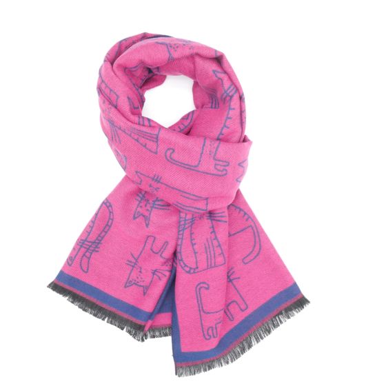 Cats scarf - fuchsia