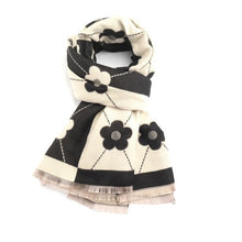 Load image into Gallery viewer, Block flowers scarf - black
