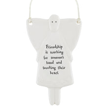 Load image into Gallery viewer, Hanging porcelain angel - friendship is reaching a hand
