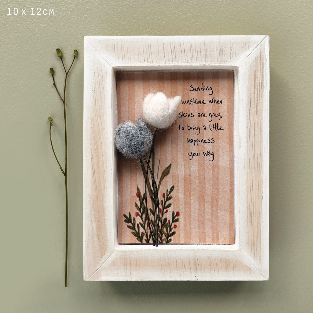 Boxed frame - felt flowers - sending sunshine