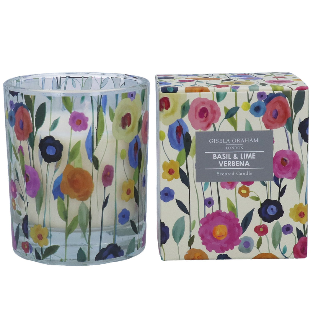 Gisela Graham large glass jar candle - ranunculus