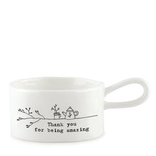 Load image into Gallery viewer, Tea light holder with handle - thank you
