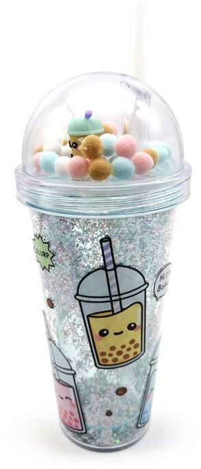 Bubble tea cup with straw