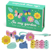 Load image into Gallery viewer, Wooden bead bracelet kit - in my garden
