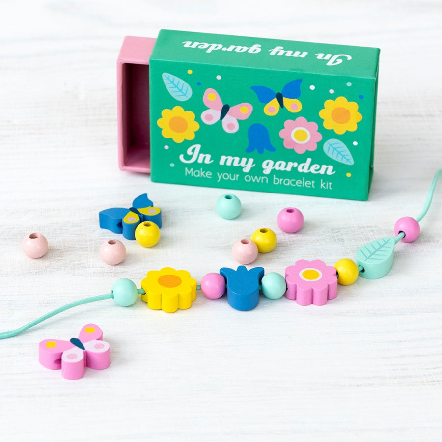 Wooden bead bracelet kit - in my garden