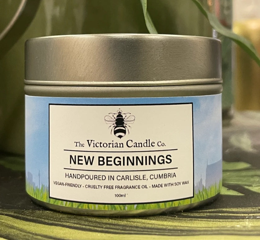 Victorian Candle Co. tin candle - new beginnings