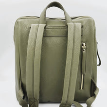 Load image into Gallery viewer, Vegan leather backpack with zip - olive
