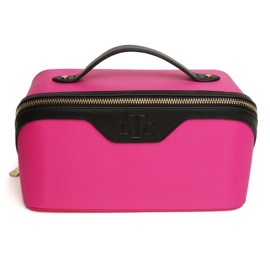 Alice Wheeler train case - hot pink / black