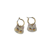 Load image into Gallery viewer, Hoop earrings - catnip cat
