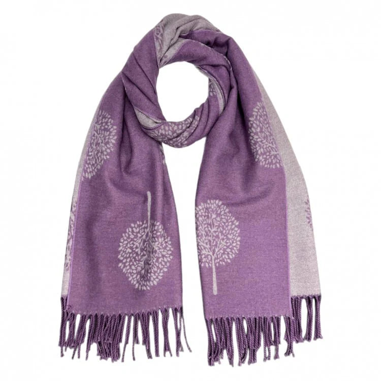 Tree of life cashmere blend winter scarves with tassels