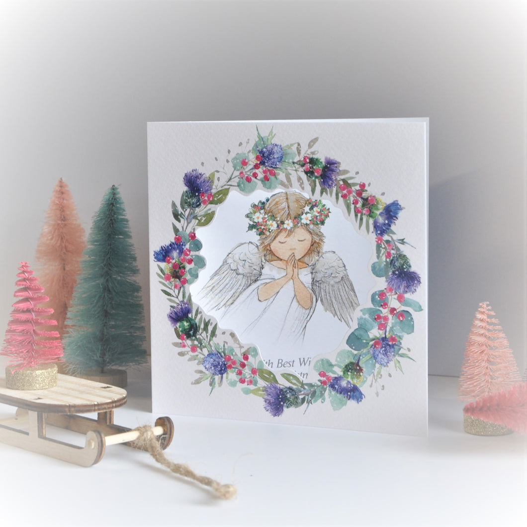 Angel In Thistle Christmas Card (Pack of 10)