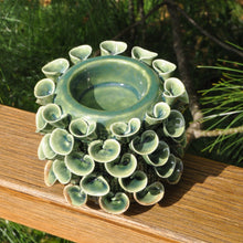 Load image into Gallery viewer, Ceramic T-Lite Holder - Antiqued Green Pixie Lichen by Gisela Graham
