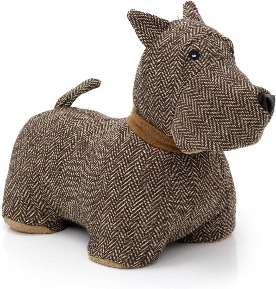 Tweed doggy door stops