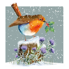 Load image into Gallery viewer, Christmas cards - twin pack - tartan stag and thistle robin
