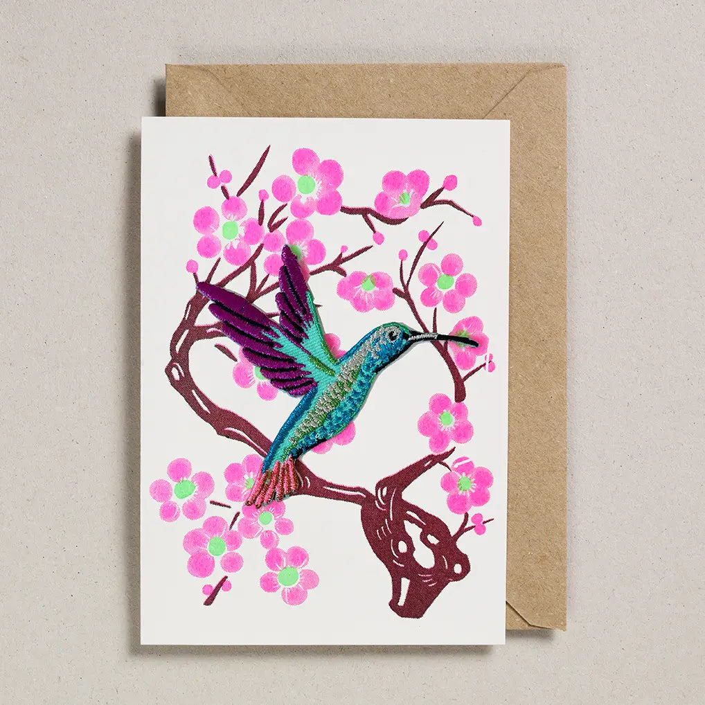 Petra Boase - Iron on patch hummingbird card