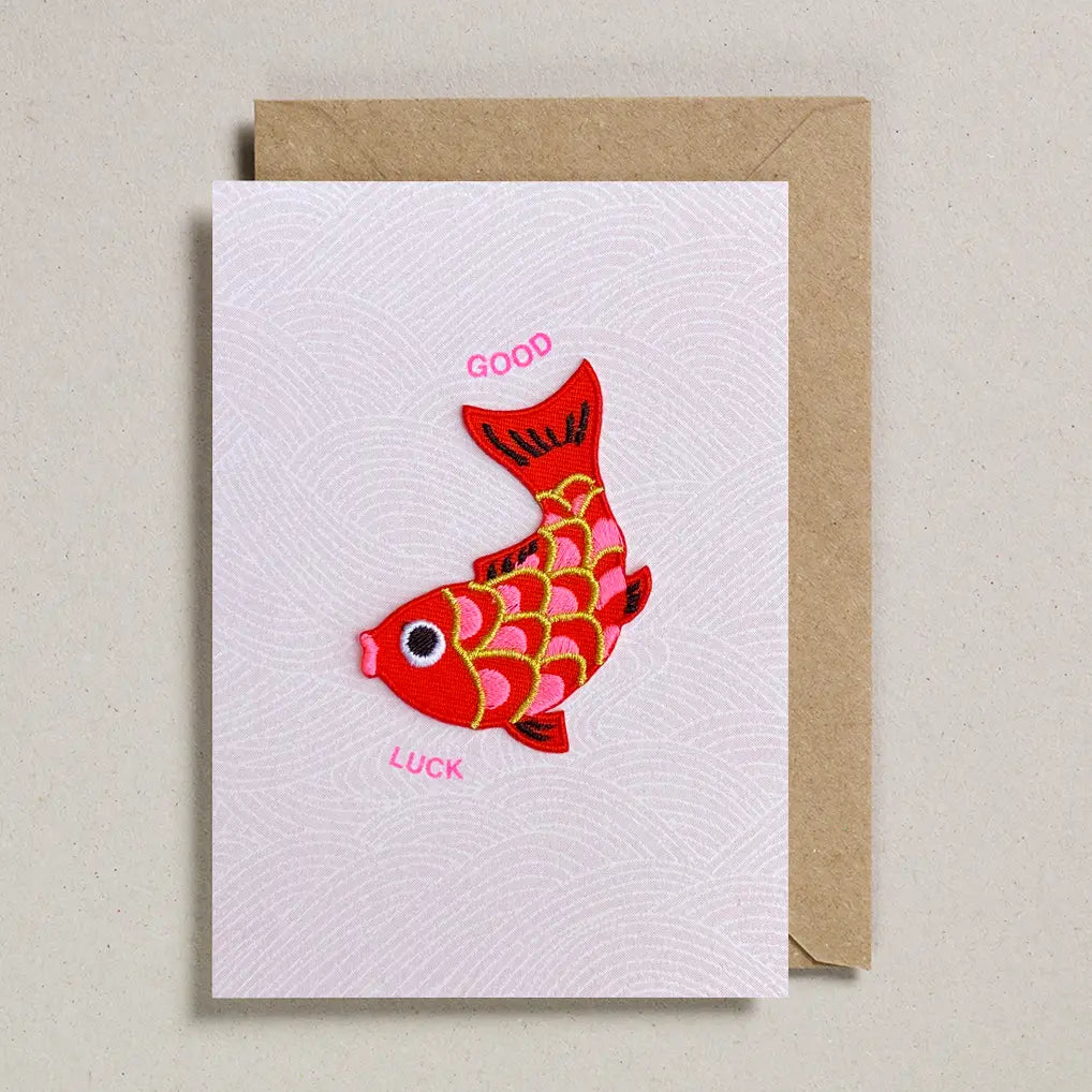 Petra Boase - Iron on patch good luck koi fish card