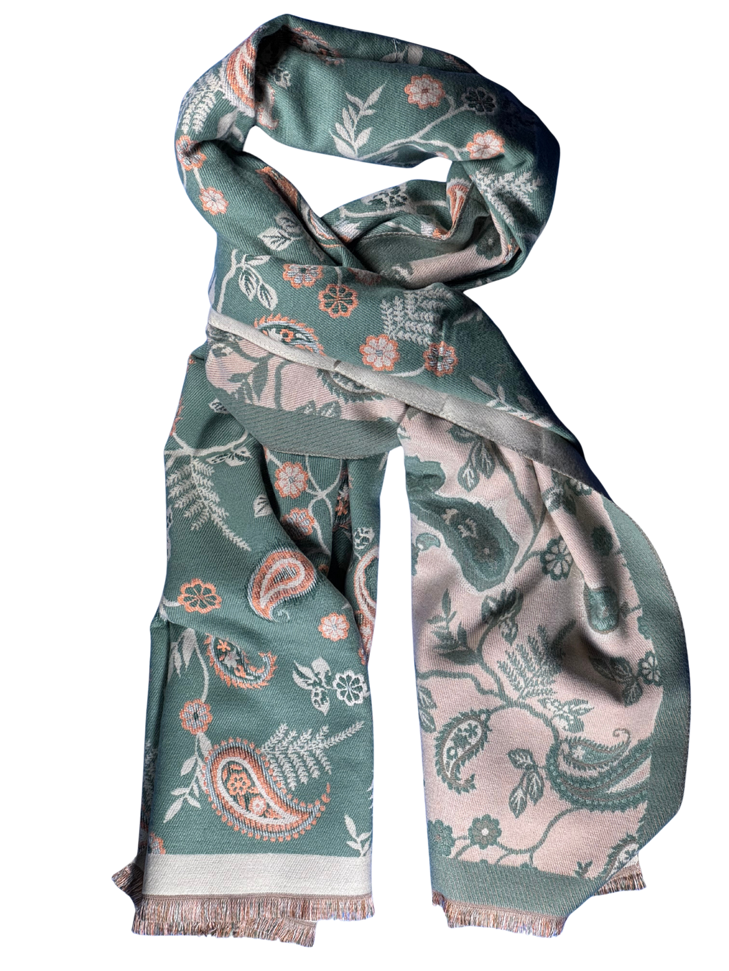 Scarf - green paisley
