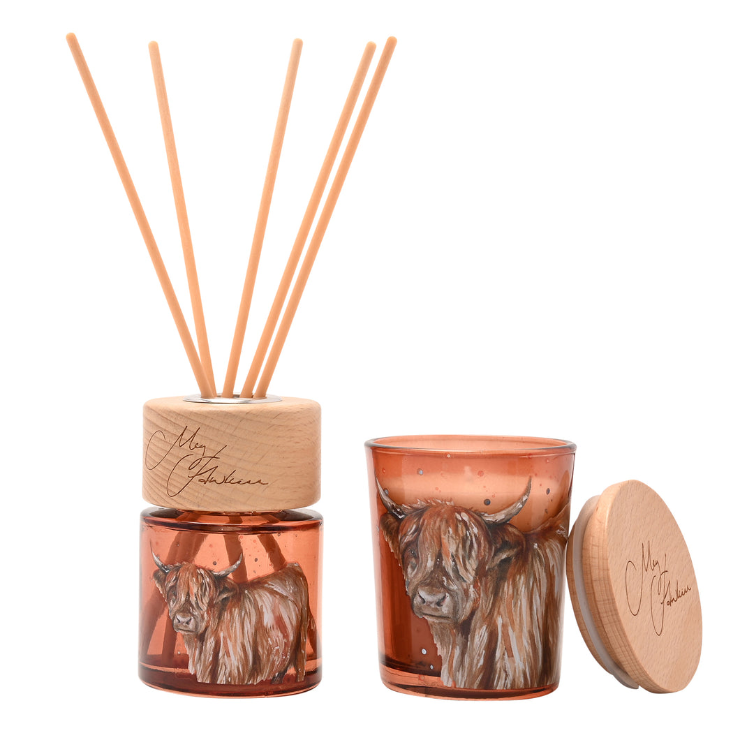 Highland cow diffuser and candle set
