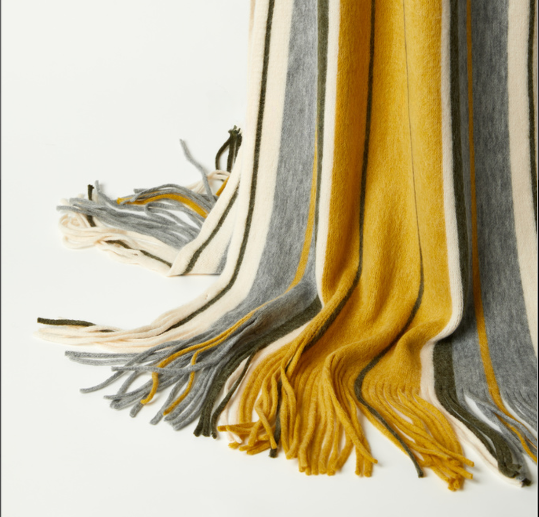 Scarf - mustard / grey
