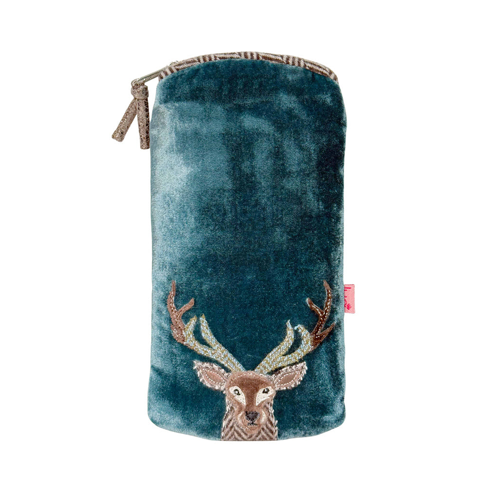 Stag glasses purse - teal