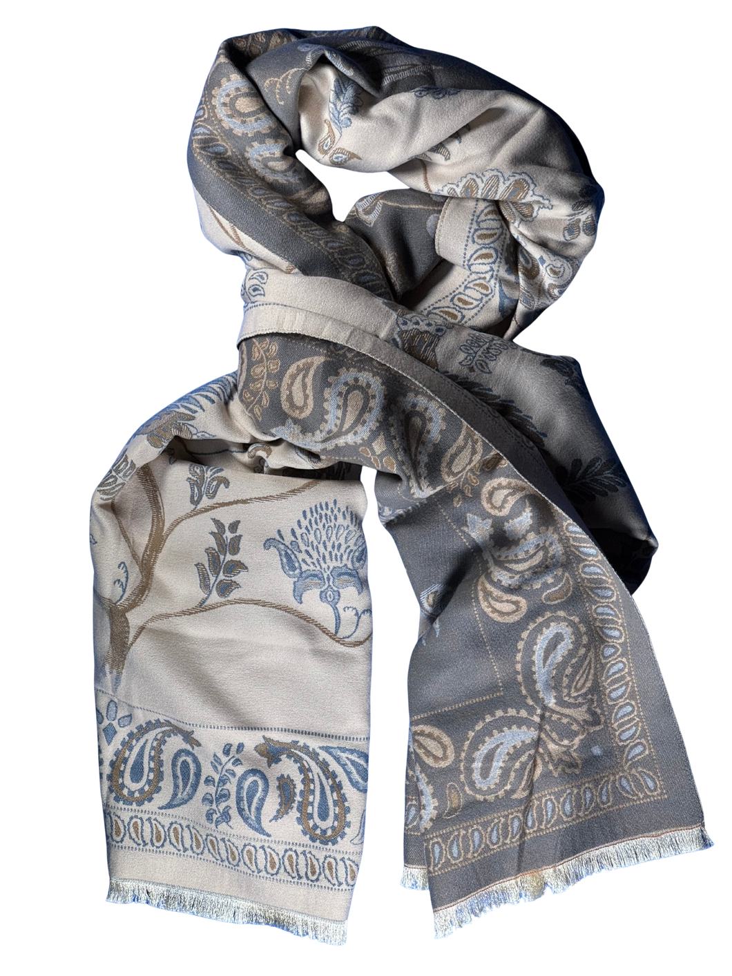 Scarf - rose / grey paisley